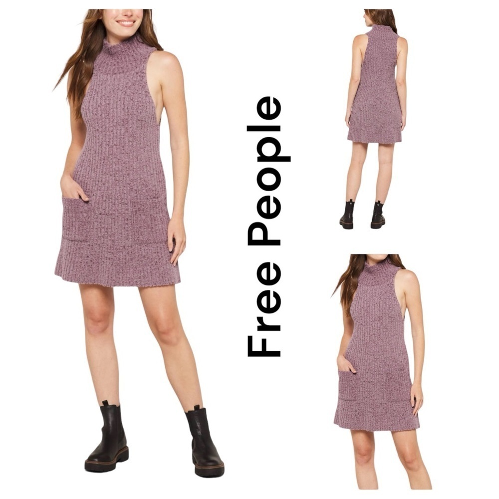 Free People Women’s Purple Claude Mockneck Mini Knit Dress